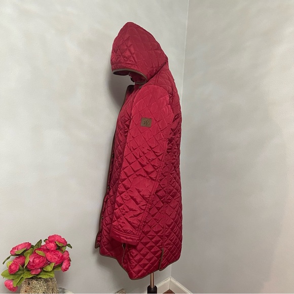 Lauren Ralph Lauren Quilted Hooded Jacket Chili Red & Brown Color - Duplicate - Picture 8 of 17